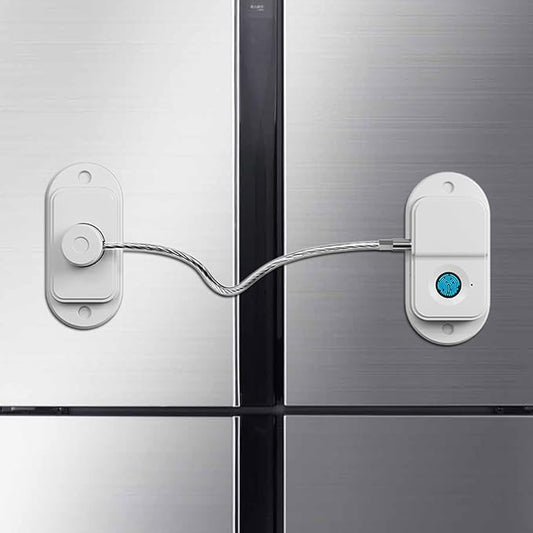 Fingerprint Fridge Lock, Refrigerator Lock with Fingerprint, for Fridge, Cabinet locks, Drawers, Dishwasher, Toilet and Cabinet Locks Baby Proofing, 3M Adhesive No Drilling (White)