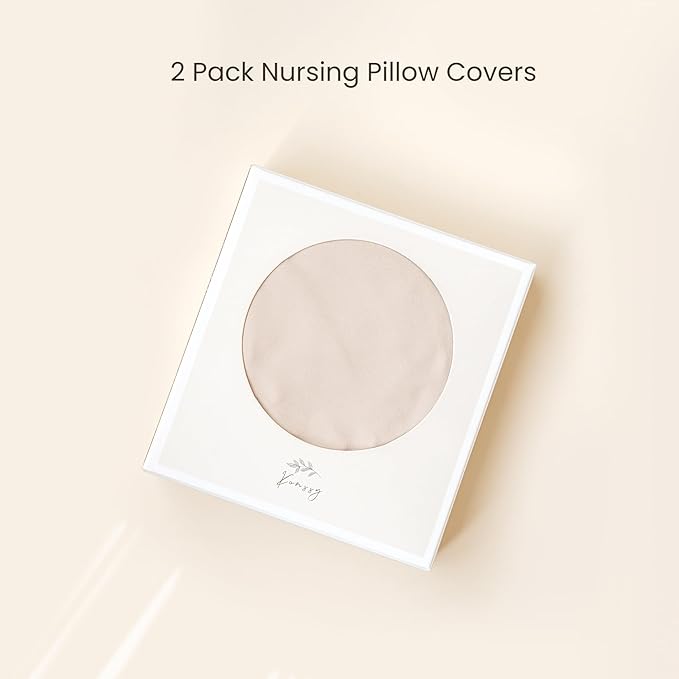 Konssy 2 Pack Nursing Pillow Covers, Stretchy and Soft Nursing Cover for Breastfeeding, Pillow Slipcover for Baby Girls Boys Newborn (Blue Grass, Ice Blue)