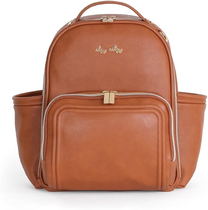 Itzy Ritzy Unisex Baby Mini Plus Diaper Bag, Cognac