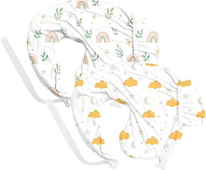 Nursing Pillow Covers Compatible with Breast Feeding Pillow Nursing Pillow (2 Pack Covers-Pillow NOT Included)
