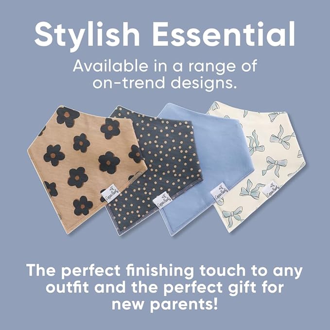 Copper Pearl Baby Bandana Drool Bibs for Drooling and Teething 4 Pack Gift Set Gemma in Tan