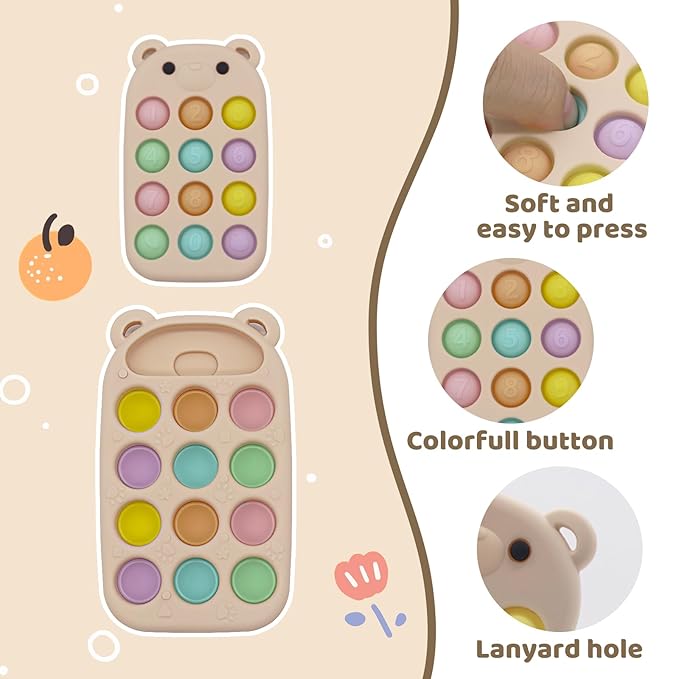 Baby High Chair Suction Toys Teething Chew - Baby Teething Toys Silicone Teethers Table Toys, Food Grade Silicon for 6 12 18 Months (RPinkBeige)