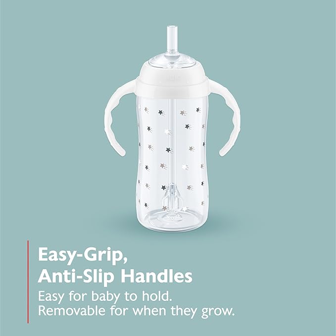 NUK Learner Straw Cup, 10oz, 2-Pack - Toddler Sippy Cup with Soft Straw for Easy Drinking, Suitable for Ages 8 Months and Up, Timeless Collection