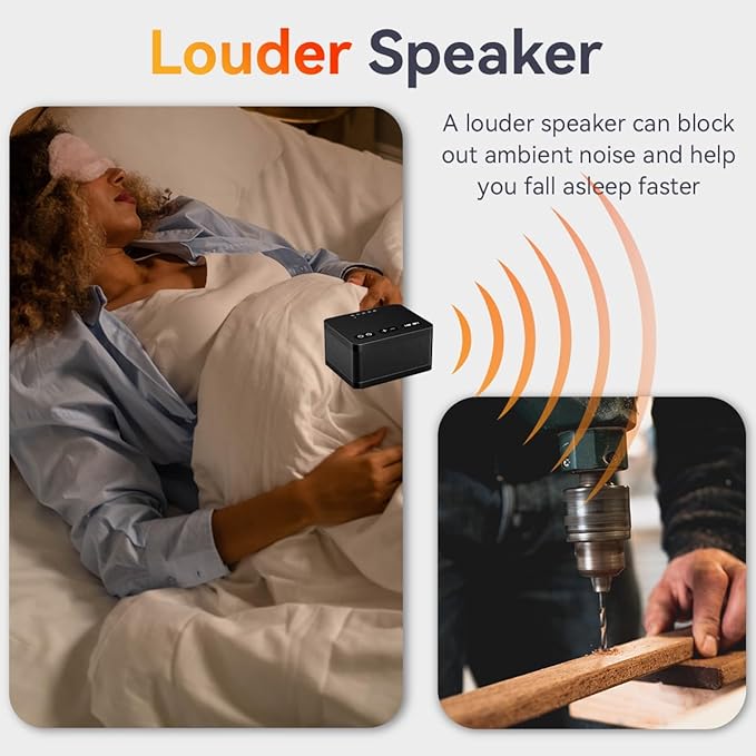 Sound Machine White Noise Machine with 30 Natural Soothing Sounds 36 Levels Volume 5 Timers Memory Function Effectively Blocks Noise Ideal Sleep Machine Brown Noise for Baby Kids Adults Home (Black)