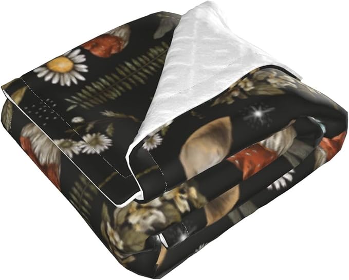 Baby Blanket Vintage Magic Mushroom Leaf Forest for Boy Girl Newborn 30x40 Inch Toddler Infant Nursery Throw Blankets Double Layer Comfy Soft Plush Stroller Crib Quilt