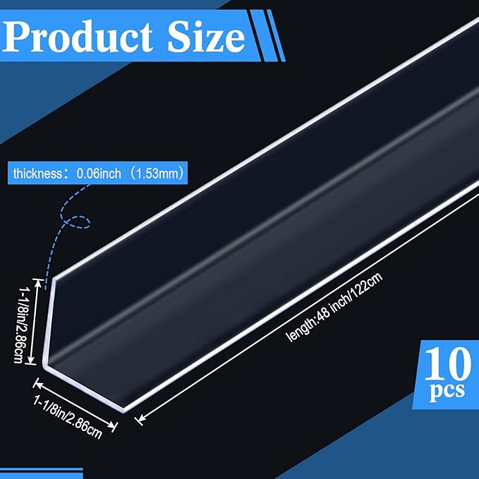 Sasylvia 10 Pcs Wall Corner Protector Guards, Vinyl 1-1/8 x 48 Inches Corner Trim Molding, Avoid Scratching Scuffs, Ease Install and Cleaning for Door Countertop Furniture Cabinet Protection, Clear