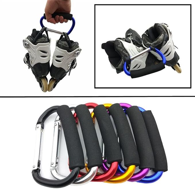 Stroller Hooks by Baby,2 pcs Carabiner Stroller Hook Organizer for Hanging Purses, Diaper Bag, Shopping Bags. Clip Fits Single/Twin Travel Systems, Car Seats and Joggers (Purple)