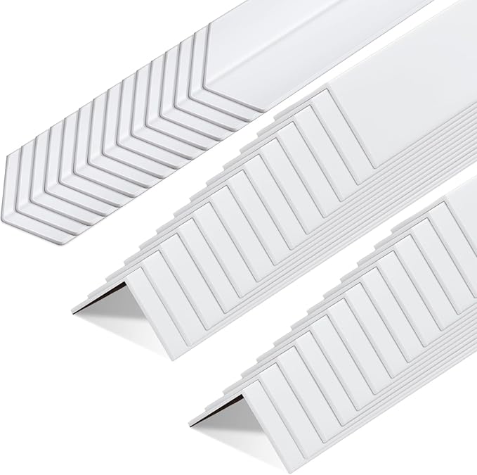 Sasylvia 40 Pcs Wall Corner Protector Guards, Vinyl 1-1/8 x 48 Inches Corner Trim Molding, Avoid Scratching Scuffs, Ease Install and Cleaning for Door Countertop Furniture Cabinet Protection, White