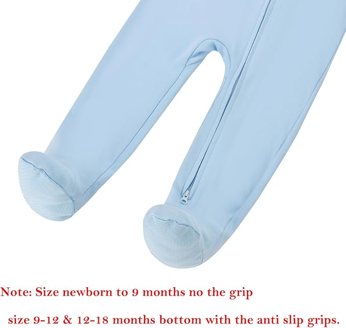 Aablexema Baby Footie Pajamas with Mittens - 3Pcs Infant Footed Sleeper Cotton Sleepwear Outfits