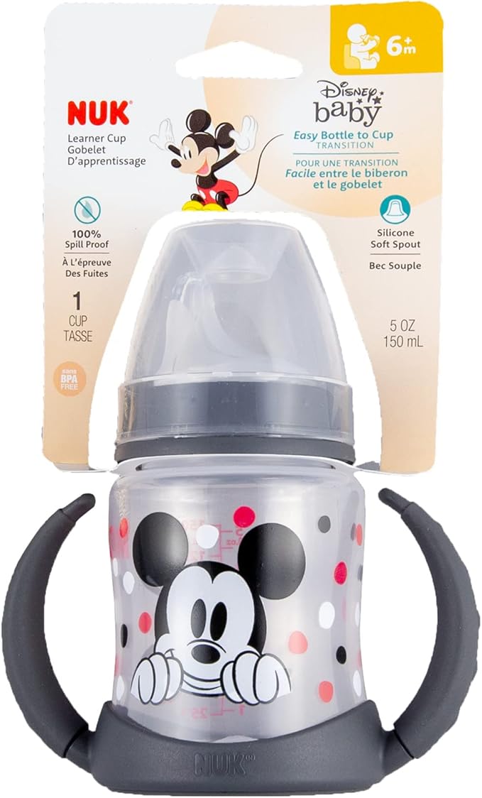 NUK Disney Learner Spill Proof Sippy Cup, Mickey Mouse, 5 Oz 1Pack – BPA Free, Spill Proof Sippy Cup