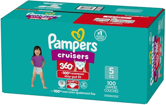 Pampers Diapers - Cruisers 360 - Size 5, 100 Count, Babyproof up to 100% Leakproof Pull-On Diaper