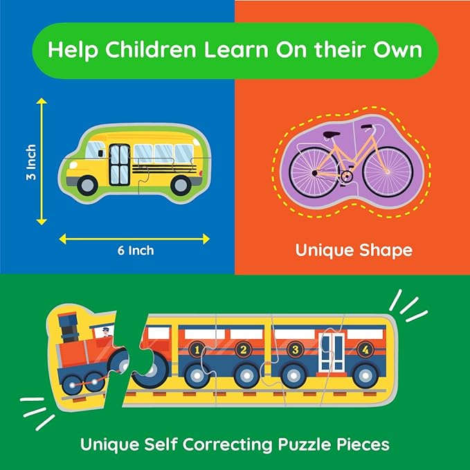 My First Puzzle | Montessori Toy for Toddlers | 12 Puzzles with 2-5 Pieces | Things That Go Together | First Puzzles Set for Kids | Educational Activity for 3+ Year Old