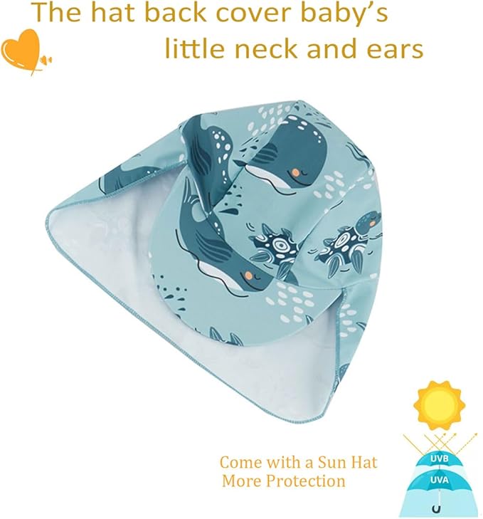 UMELOK Baby Boys UPF 50+ Sun Protection One Piece Rashguard Swimsuit with Snap Bottom