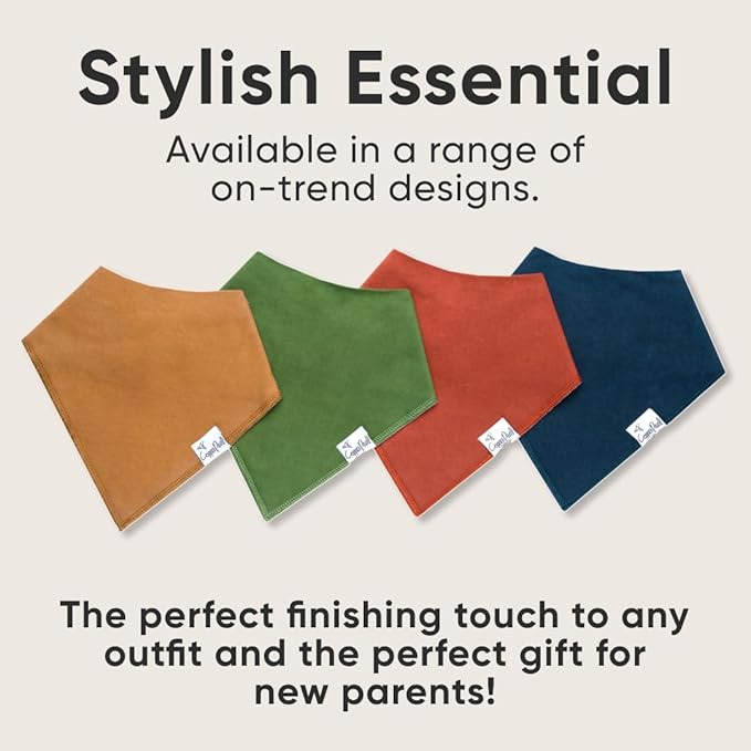 Copper Pearl 4 Pack Soft Cotton Baby Bibs for Drooling and Teething, Absorbent Drool Bibs for Baby Girl and Boy, Adjustable to Fit Newborns to Toddlers, Tons of Styles (Ridge)