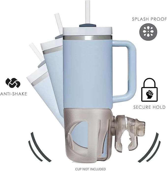 New Cup Holder Compatible with UPPAbaby Cup Holder (for Vista, Cruz and Minu). A Solid Super Secure Fit. 360 Degrees Rotatable. Anti-Shake Spill Resistant. (Transparent)