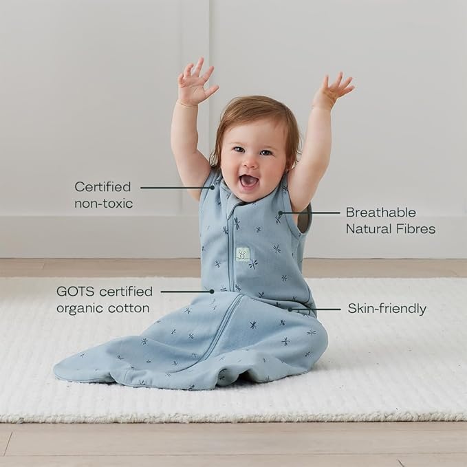 ergoPouch 1.0 Tog Jersey Sleeping Bag – Arms-Out Baby Sleep Sack – Soft, Breathable & Comfortable (3-12 Months, Dragonflies)