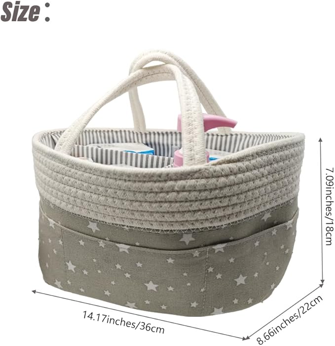 Baby Diaper Caddy Organizer Storage Basket for Girl Boy Shower Gifts Portable Large Nursery Holder Tote for Changing Table or Car Newborn Essentials