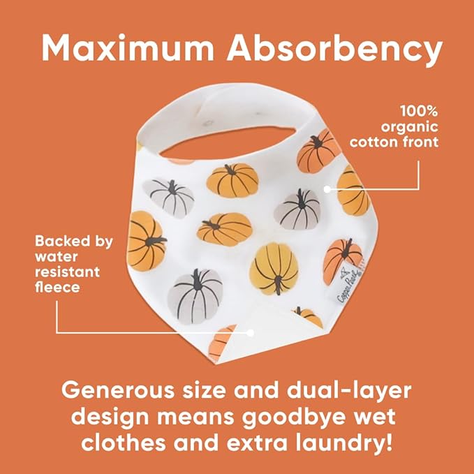 Copper Pearl 4 Pack Soft Cotton Baby Bibs for Drooling and Teething, Absorbent Drool Bibs for Baby Girl and Boy, Adjustable to Fit Newborns to Toddlers, Tons of Styles (Karver)