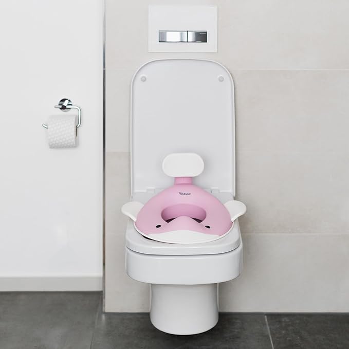 Kindsgut Potty Training Seat in whale design, designed in Germany, suitable for all toilet shapes non-slip toilet seat, Delicate Pink