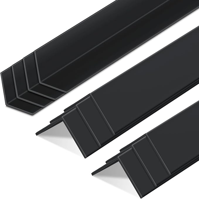 Sasylvia 10 Pcs Wall Corner Protector Guards, Vinyl 1-1/8 x 48 Inches Corner Trim Molding, Avoid Scratching Scuffs, Ease Install and Cleaning for Door Countertop Furniture Cabinet Protection, Black