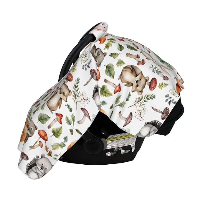 KiuLoam Cute Cartoon Animals Baby Car Seat Canopy, Nursing Cover for Mom Breastfeeding Scarf, Infant Car Seat Cover/Multiuse Baby Stroller Covers for Babies Boys Girls