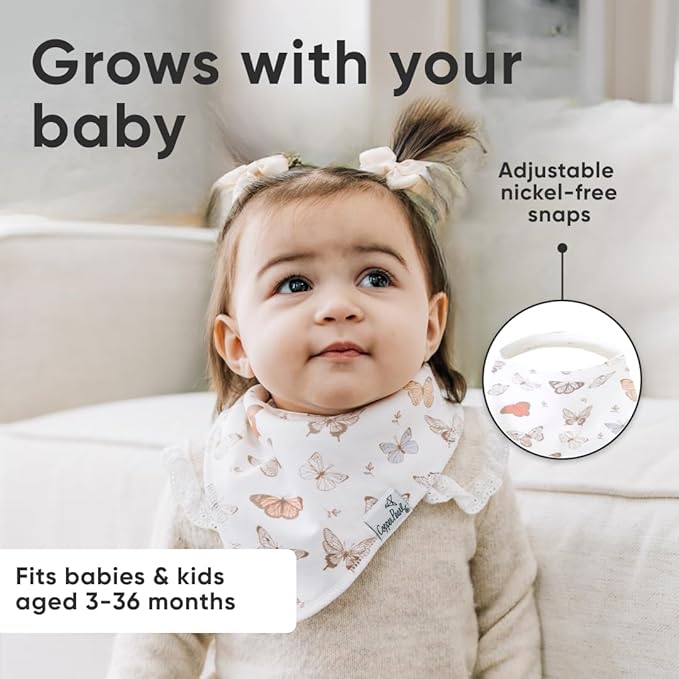 Baby Bandana Drool Bibs for Drooling and Teething 4 Pack Gift Set "Flora" by Copper Pearl