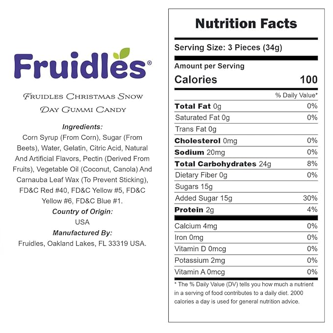 Fruidles Christmas Snow Day Gummi Candy, Delicious Gummies, Fun and Festive Holiday Snacking, Party Favor (1 Pound)
