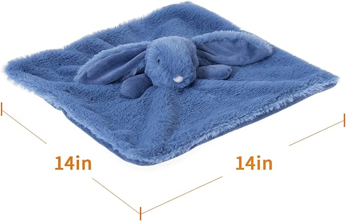Apricot Lamb Stuffed Animals Navy Blue Bunny Rabbit Security Blanket Infant Nursery Character Blanket Luxury Snuggler Plush Baby Lovey(Navy Blue Bunny)
