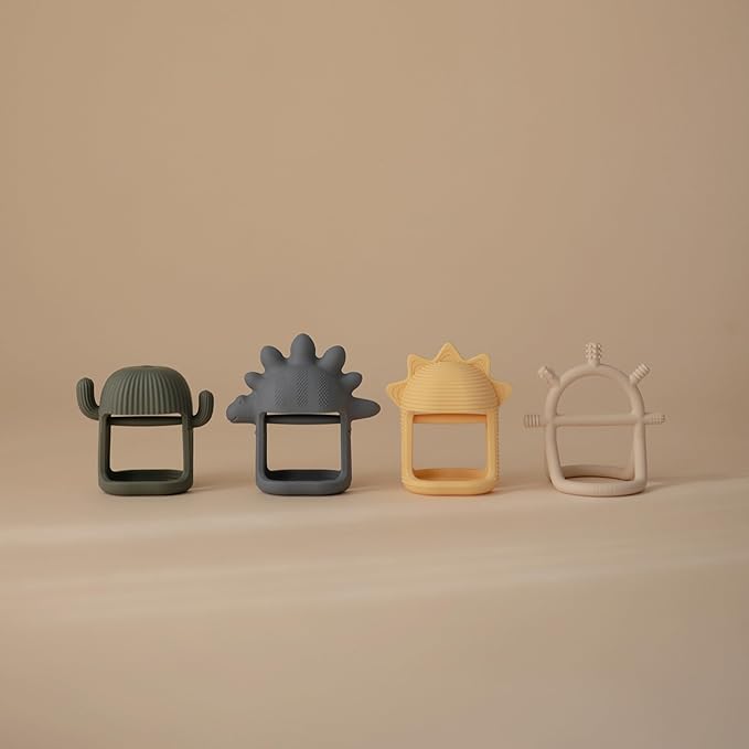 mushie Silicone Baby No-Drop Cactus Teether Toy