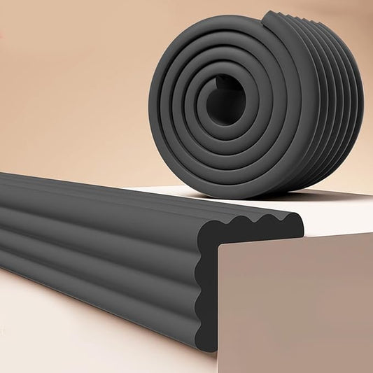 【6.56 Ft】 Baby Edge and Corner Guards - Soft Foam Table Bumper Strip, 3.15inch Wide Furniture Protector for Baby Proofing Table, Fireplace, Wall, Desk (Black)