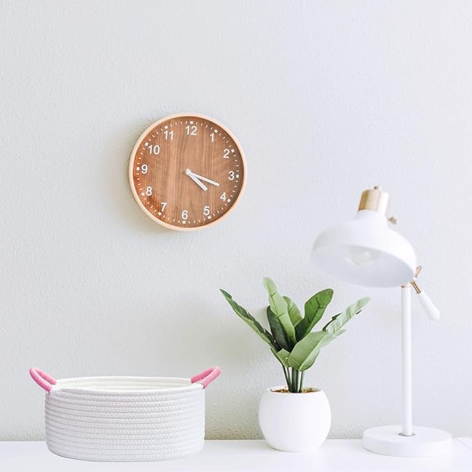 Yimi's Dream Baskets for Gifts Empty, Small Storage Baskets for Shelf, Decorative White Woven Baskets with Pink Handle for Mom, Nursery, Baby Shower, Christmas(Oval, 12"x 8"x 5")