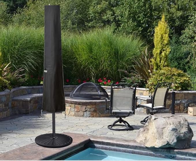 Patio Umbrella Covers for 10ft to 11ft Patio Umbrellas, Waterproof and Durable Market Parasol Ourdoor Umbrella Covers with Zipper and Rod