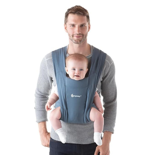 Ergobaby Embrace Baby Carrier Newborn to Toddler - Breathable Baby Carriers for Summer - Cozy Essentials (7-25 Pounds), Ponte Knit, Oxford Blue