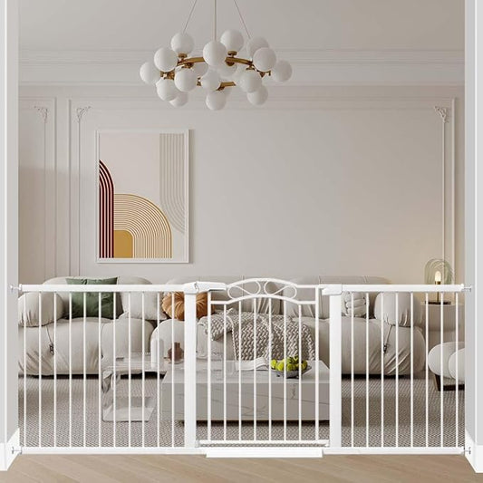 Fairy Baby 81.9"-84.6" Extra Wide Press Mounted Baby Gate Indoor for Kids Or Pets Walk Thru No Drill Long Dog Gates for The House Doorway Child Safety Gate
