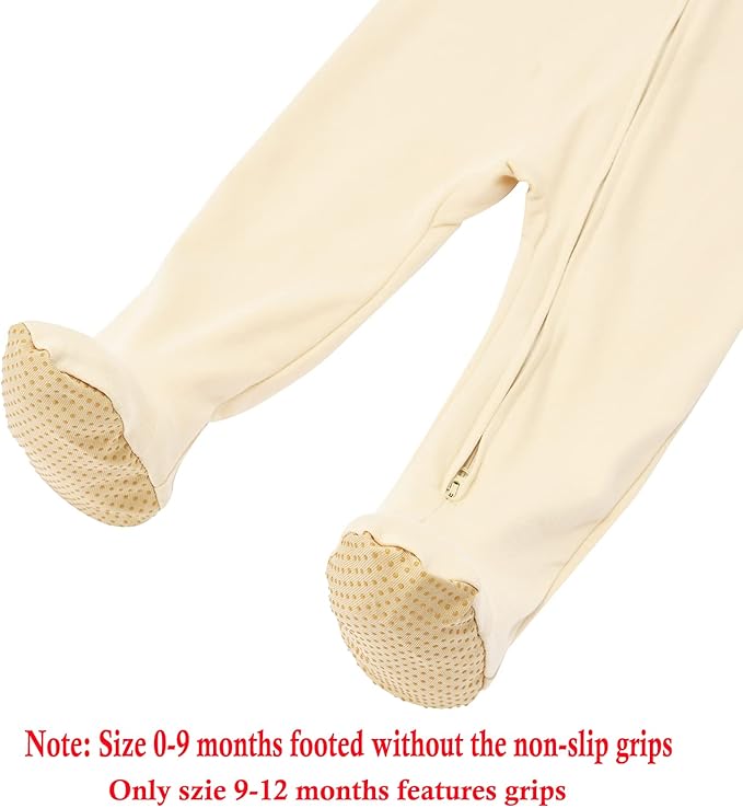 Aablexema Baby Footie Pajamas with Mittens - 3Pcs Infant Footed Sleeper Cotton Sleepwear Outfits