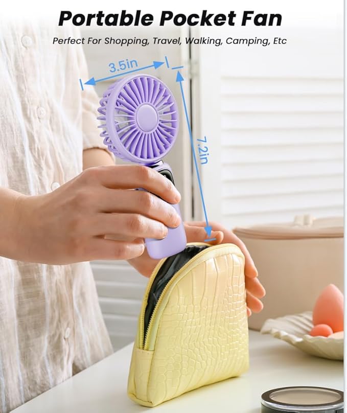 coldSky Portable Handheld Fan, 4000mAh Battery Operated 3 in 1 Multifunction Personal Travel Fans with Digital Display, 90ยฐ Foldable Desk Fan with Base, 5 Speed Lash Fan for Makeup/Commute/Office