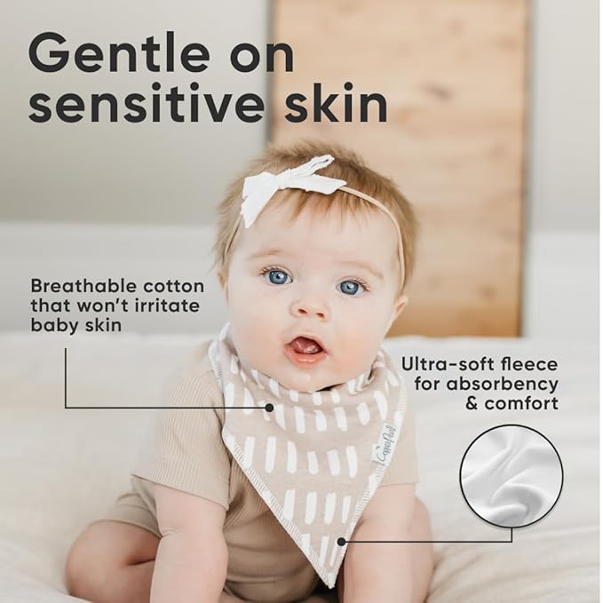 Copper Pearl 4 Pack Soft Cotton Baby Bibs for Drooling and Teething, Absorbent Drool Bibs for Baby Girl and Boy, Adjustable to Fit Newborns to Toddlers, Tons of Styles (Bliss)