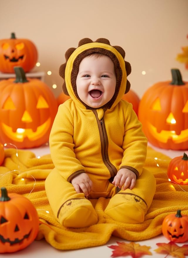 PATPAT Fleece Hooded Footed Romper Clothes, Soft Warm Footie Covers, Car Seat Friendly, Easy Zip, Cute Boy Girl