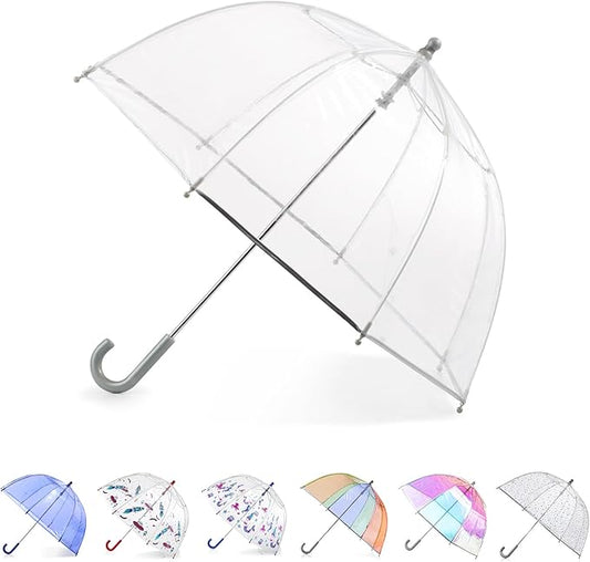 totes Kids Clear Bubble Umbrella with Dome Canopy, Lightweight Design, Wind and Rain Protection Umbrella, Clear, Kids - 38" Canopy