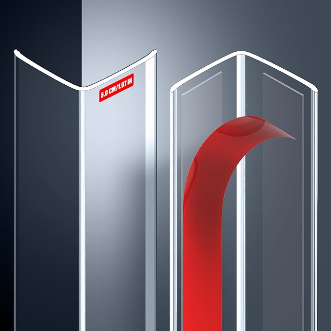 MONOID Wall Corner Protector, 2 PCS Furniture Edge Protection, PC Anti-Bump Guards Avoid Scratching Corner Trim for Door Frame, Table, Countertop, Stair, Self-Adhesive, Clear, 1.97IN×47.24IN/5CM×120CM