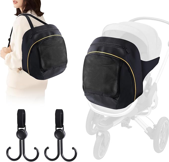 Abnaok Stroller Organizer Bag for Doona with 2PCS Double Stroller Hook, Infant Car Seat Stroller,Large Capacity Diaper Bag, Stroller Accessories Easy Access Zipper Design