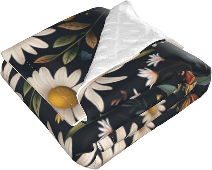 Baby Blanket Daisy Butterfly Vintage for Boy Girl Newborn 30x40 Inch Toddler Infant Nursery Throw Blankets Double Layer Comfy Soft Plush Stroller Crib Quilt