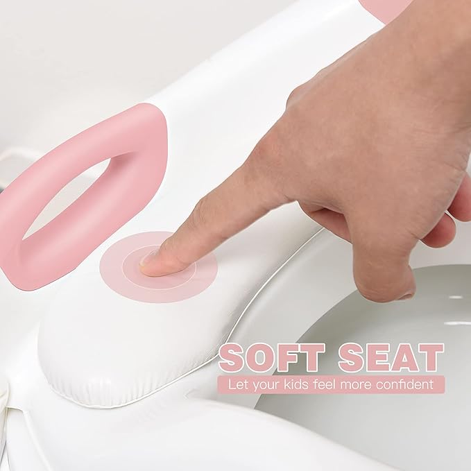 Potty Training Seat with Step Stool Ladder, SKYROKU Potty Training Toilet for Kids Boys Girls Toddlers - Comfortable Safe Potty Seat with Anti-Slip Pads Ladder Pink