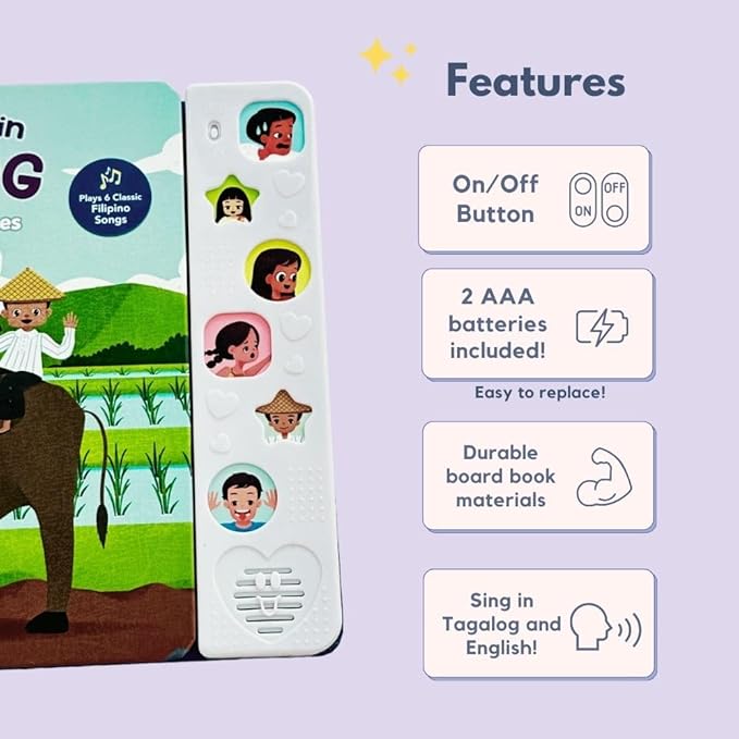 I Love to Sing in Tagalog: Nursery Rhymes, Press and Play Interactive Song Book, Tagalog for Toddlers, Tagalog Baby, Books for Children, Tagalog Kid Books