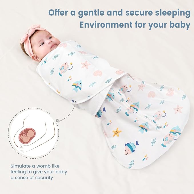 ZIGJOY Sleep Sack Swaddle 1.0 TOG Baby Wearable Blanket 100% Cotton Baby Swaddle Blanket for Newborns