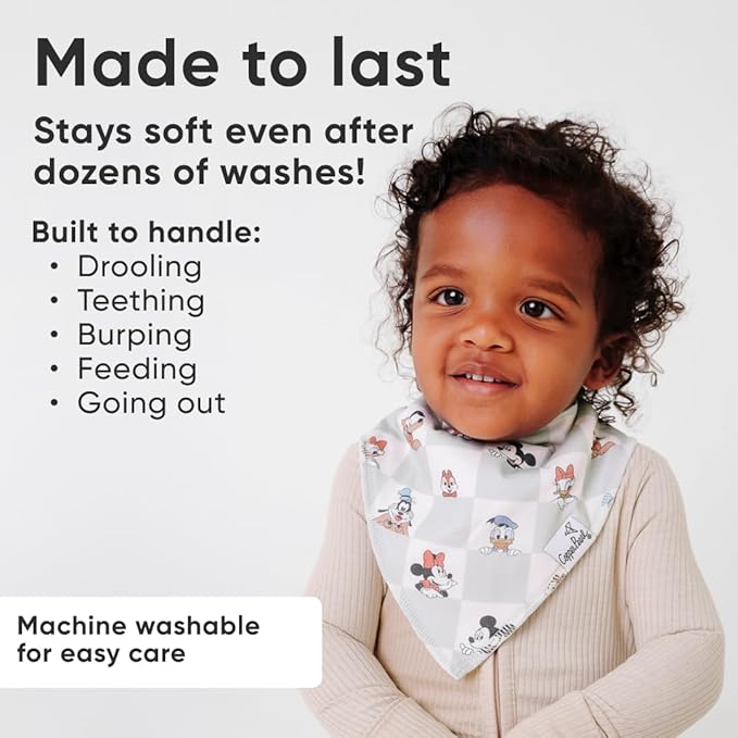 Copper Pearl Baby Bandana Drool Bibs for Drooling and Teething 4 Pack Gift Set Mickey Mouse & Friends