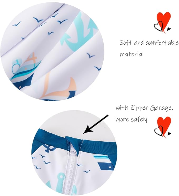 UMELOK Baby Boys UPF 50+ Sun Protection One Piece Rashguard Swimsuit with Snap Bottom