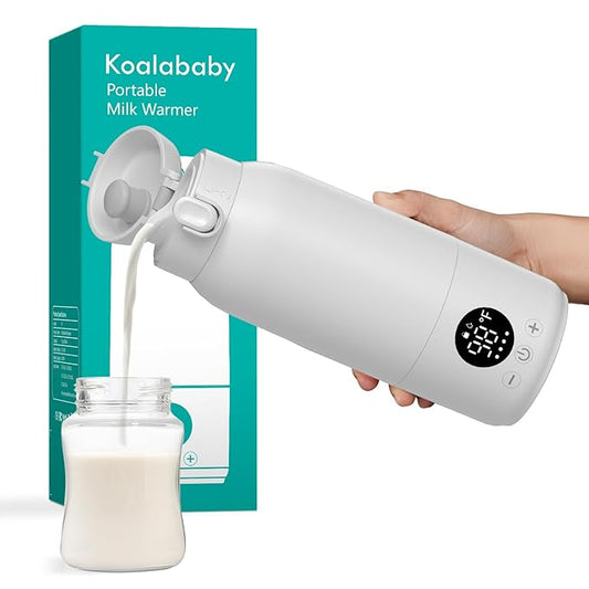 Koalababy Portable Bottle Warmer – Fast Heating Milk Warmer for Travel, Breast Milk & Formula, 17oz Leak-Proof Stainless Steel, IPX6 Waterproof, Rechargeable with Long Battery Life