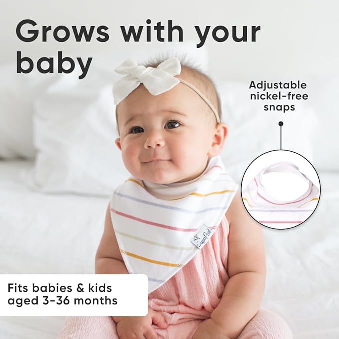 Copper Pearl 4 Pack Soft Cotton Baby Bibs for Drooling and Teething, Absorbent Drool Bibs for Baby Girl and Boy, Adjustable to Fit Newborns to Toddlers, Tons of Styles (Olive)