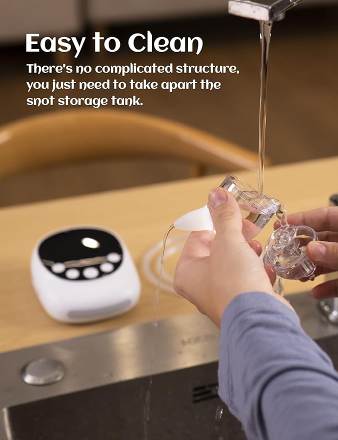 Nasal Aspirator for Baby, Hospital Grade, Electric Nose Sucker with Adjustable 9 Levels Suction, Rechargeable with Night Light and Nursery Rhyme, White